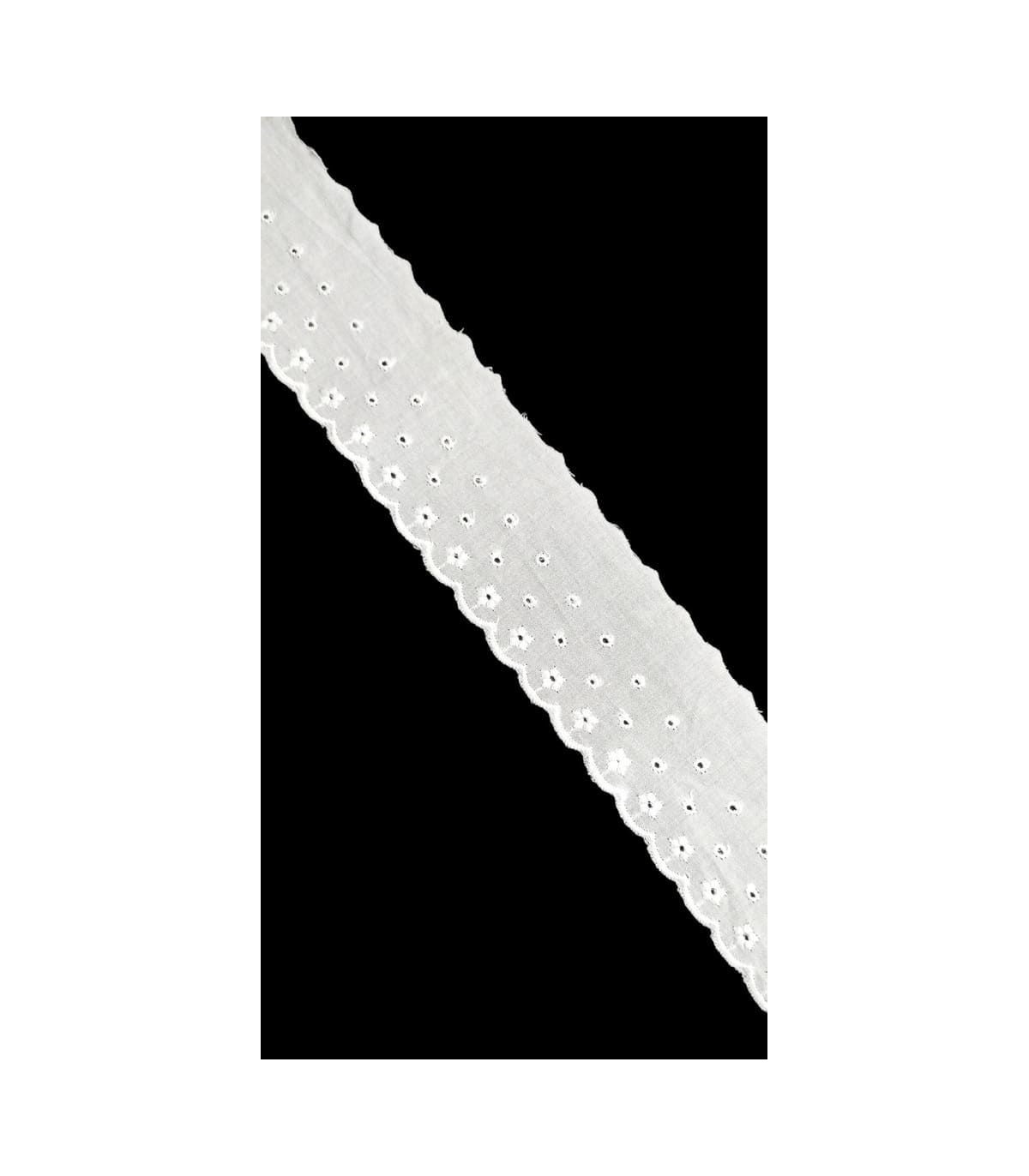 Tira Bordada Blanca 4 cm con Motivos Florales