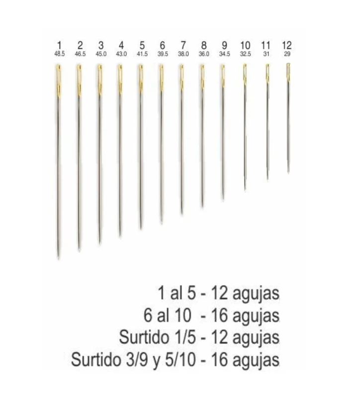 Agujas Coser a Mano, Agujas Ojo Largo Dorado 04306 Nadel