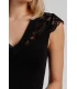 Camiseta Manga Corta Negra Puntilla Raso 43489 Admas