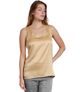 Camiseta Sin Mangas Raso Mujer Oro 43512 Admas