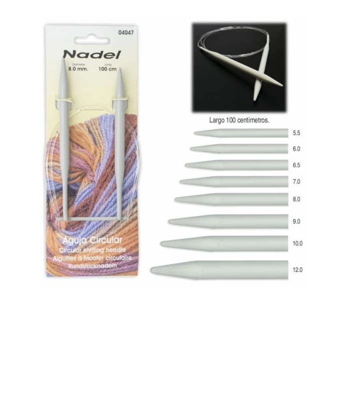 Agujas Tejer Circulares Aluminio 04047 Nadel Largo 100cm