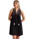 Vestido Mujer Negro Sin Mangas Beach Flowers 19773 Admas