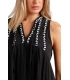 Vestido Mujer Negro Sin Mangas Beach Flowers 19773 Admas