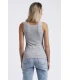 Camiseta Básica de Tirantes para Mujer Admas Punto de Canalé Elástico Gris Jaspe 43481