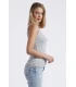 Camiseta Básica de Tirantes para Mujer Admas Punto de Canalé Elástico Gris Jaspe 43481