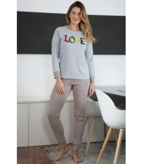 Pijama Invierno Mujer Interlock Afelpado "Love" 246630 Muslher