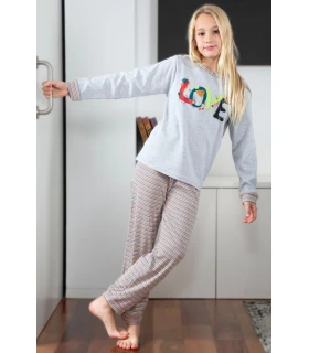 Pijama Niña Interlock Perchado "LOVE" 244620 Muslher