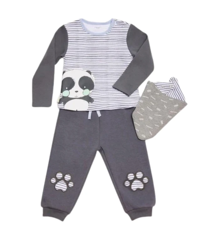 Conjunto Bebé Manga Larga 3 Piezas "Panda"