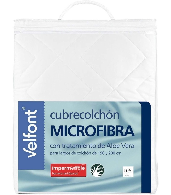 Cubrecolchón Velfont Microfibra Aloe Vera Impermeable - Acolchado y Protector