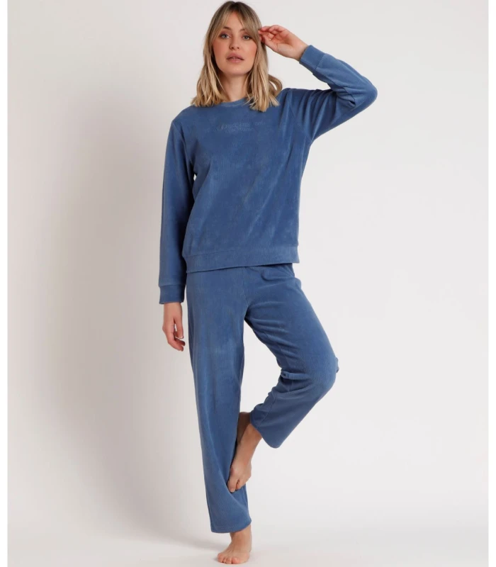 Pijama Invierno Mujer Terciopelo 60091 Azul Admas