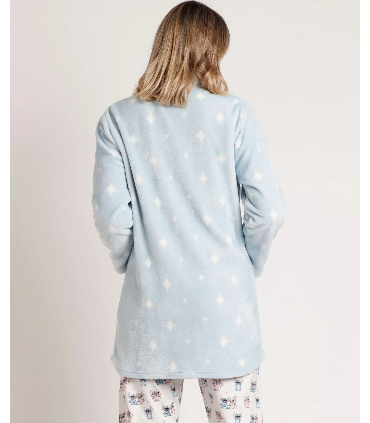 Bata Calentita Disney Ohana para Mujer - Manga Larga Azul con Cremallera