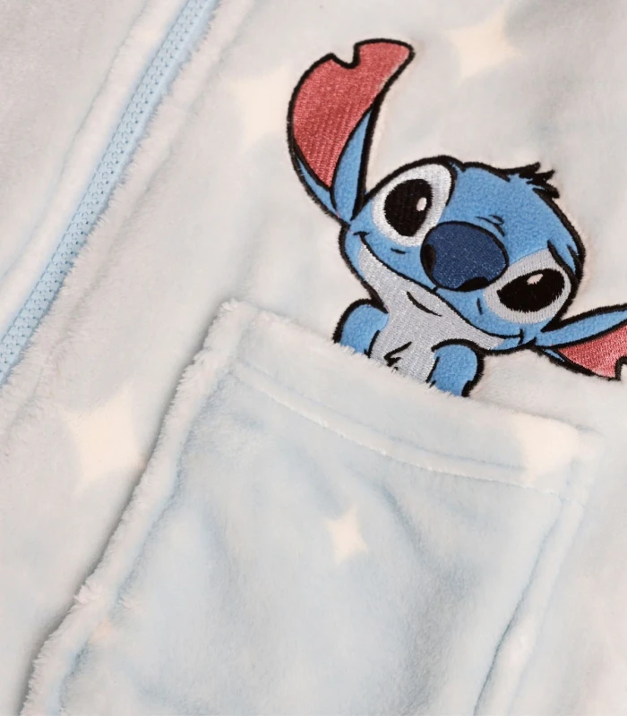 Bata Calentita Disney Ohana para Niña - Manga Larga Azul con Cremallera