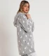 Bata Calentita ADMAS Bunnies On The Moon - Manga Larga Gris con Capucha y Cremallera
