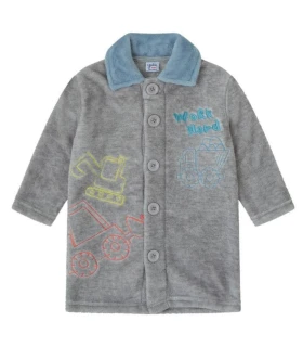 Bata Coralina para Bebé Niño Yatsi Baby - Gris con Cuello Azul y Botones