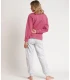 Pijama ADMAS Bunnies On The Moon para Mujer - Manga Larga Rosa con Pantalón Estampado Talla L
