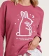 Pijama ADMAS Bunnies On The Moon para Mujer - Manga Larga Rosa con Pantalón Estampado Talla L