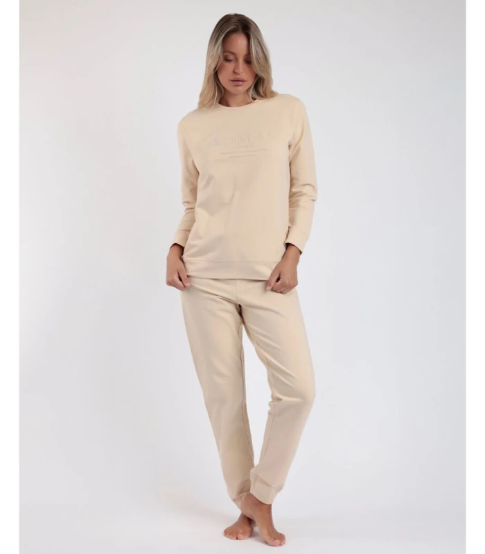 Pijama ADMAS Confort Home para Mujer - Manga Larga en Azul y Beige
