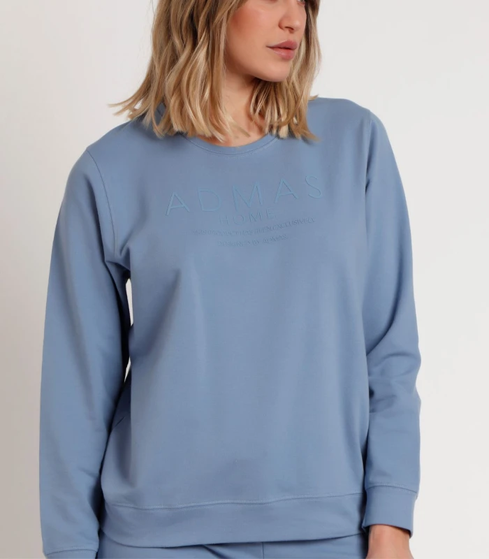 Pijama ADMAS Confort Home para Mujer - Manga Larga en Azul y Beige