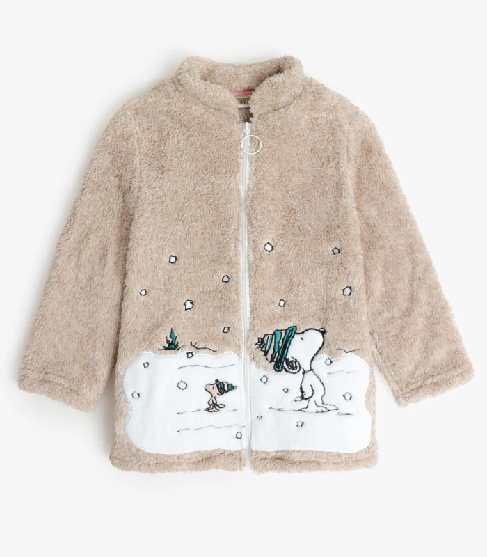 Bata ADMAS Let It Snow para Niña - Manga Larga Calentita Beige con Bordados