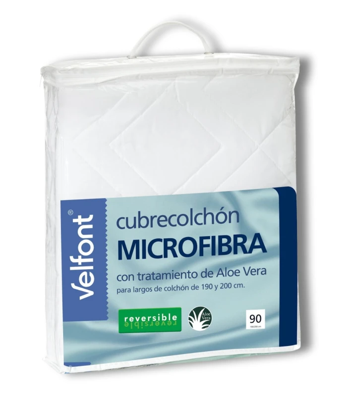 Cubrecolchón Velfont Microfibra Aloe Vera Reversible - Acolchado y Ajustable