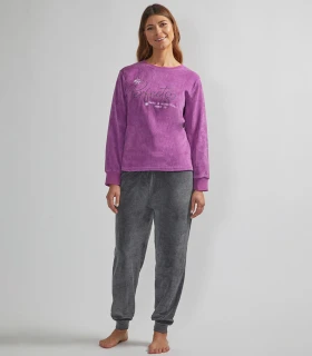 Pijama Tundosado "Perfect" para Mujer - Color Lila con Puños