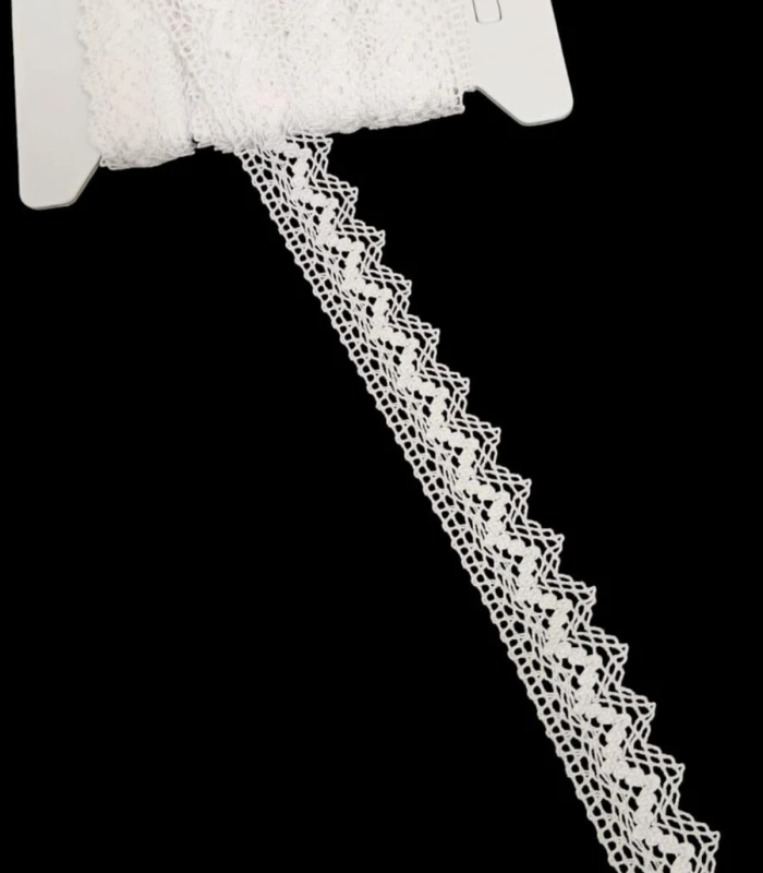 Encaje de Bolillo de Algodón 100% | Diseño Calado Vintage de 2,5 cm, Tacto Suave para Costura Creativa y Decoración