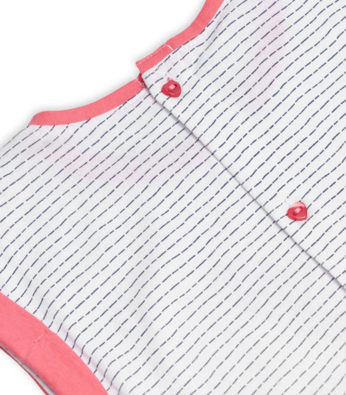 Vestido Bebé Manga Corta 25421 - Algodón 100% Natural + Diadema - Estampado Fresas y Rayas