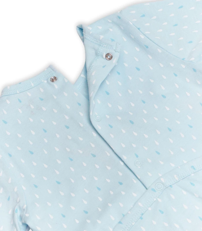 Pelele Bebé Manga Larga 25565 - Algodón 100% Natural + Suela Antideslizante - Estampado Gotas de Agua