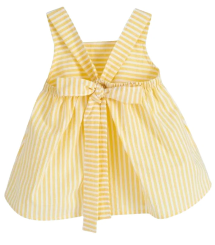 Vestido de Tirantes Niña Calamaro 21287 – Rayas Amarillas y Blancas