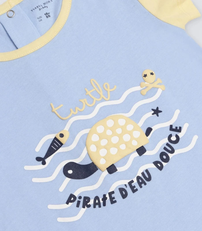 Pelele Bebé Corto Tortuga Algodón Natural Verano