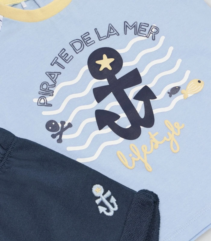 Conjunto Bebé Ancla Rayas Algodón Verano