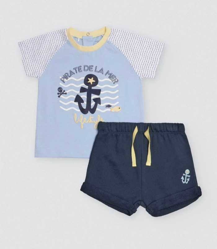 Conjunto Bebé Ancla Rayas Algodón Verano