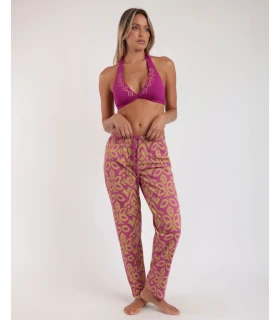 Pantalón Largo Playa Mujer Punto Viscosa Estampado Admas Morado