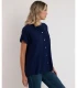 Camisa Fluida Manga Corta Mujer Cuello Mao Admas Marino