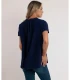 Camisa Fluida Manga Corta Mujer Cuello Mao Admas Marino