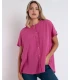 Camisa Fluida Manga Corta Mujer Cuello Mao Admas Fucsia