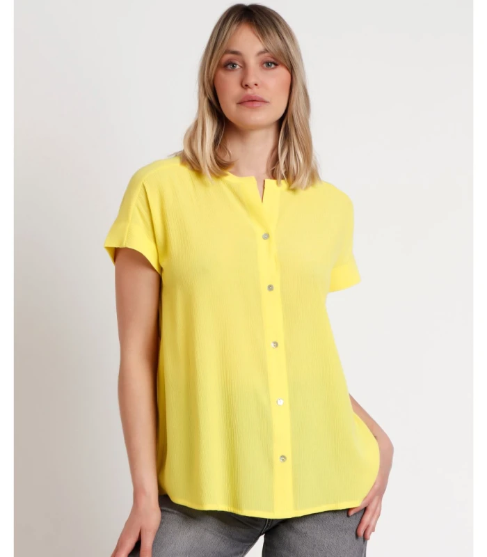 Camisa Fluida Manga Corta Mujer Cuello Mao Admas Lima
