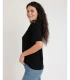 Camiseta Manga Corta Mujer Encaje Cuello Redondo Admas Negro