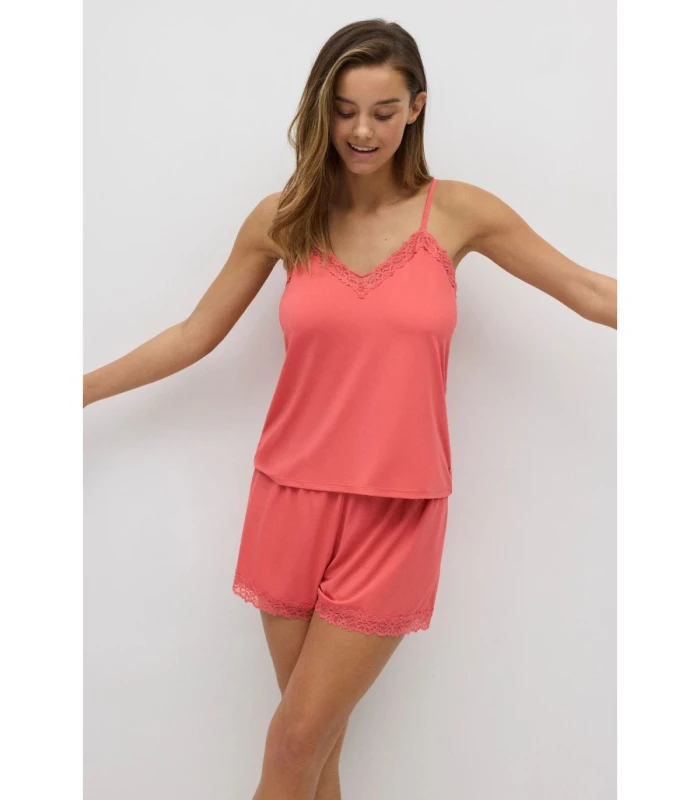 Conjunto Camiseta Tirantes Pantalón Corto Encaje 10758 Ysabel Mora