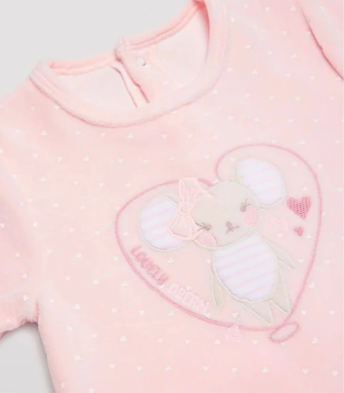 Pelele Bebé Manga Larga Tundosado Rosa