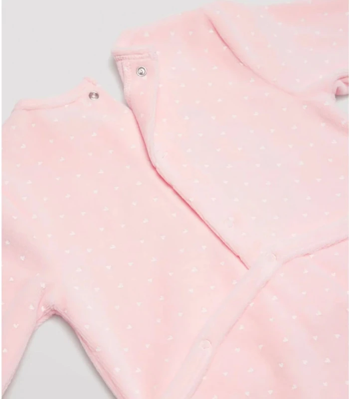 Pelele Bebé Manga Larga Tundosado Rosa