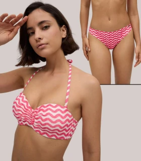 Bikini Bandeau Push-Up Ondas Fucsia Ysabel Mora