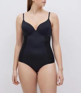 Body Reductor con Encaje Negro Copa C 19062 – Media Compresión Ysabel Mora