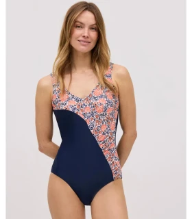 Bañador Moldeador Floral Marino Copa B Ysabel Mora 82965
