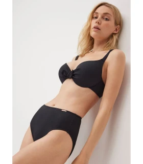Bikini Piqué Tirantes Anchos Negro Copa C Braga Alta Moldeadora Ysabel Mora