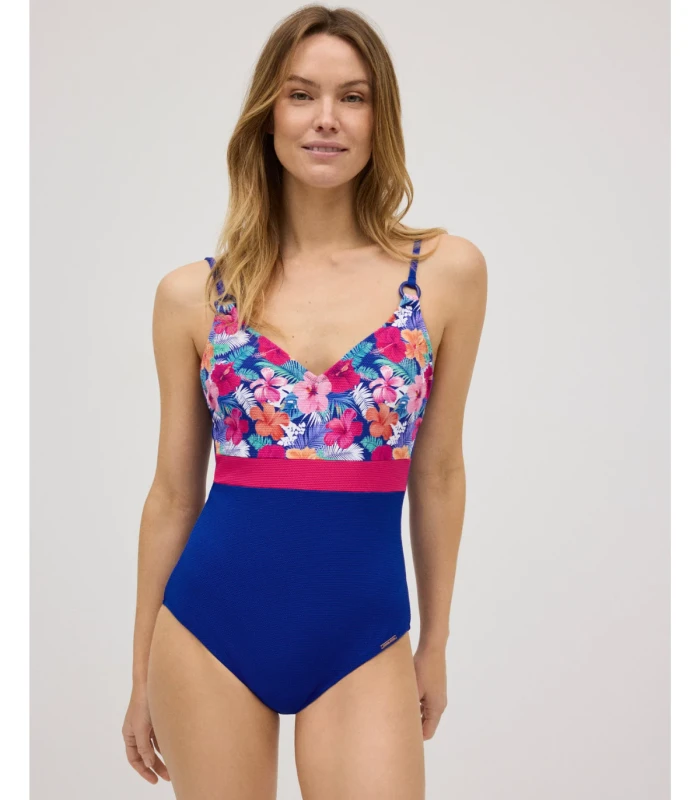 Bañador Moldeador Flores Piqué Copa B Ysabel Mora 83125