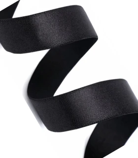 Cinta de Raso Doble Cara Color Negro - Varios Anchos