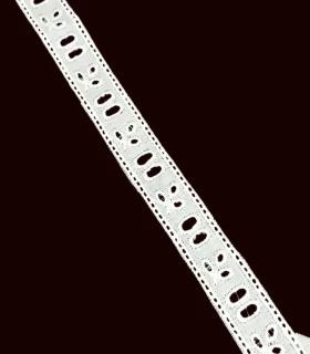 Entredós Pasacintas Bordado Suizo Blanco 100% Algodón Ancho 13 mm