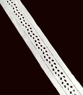 Entredós Bordado Suizo Blanco 100% Algodón – 23 mm Ancho