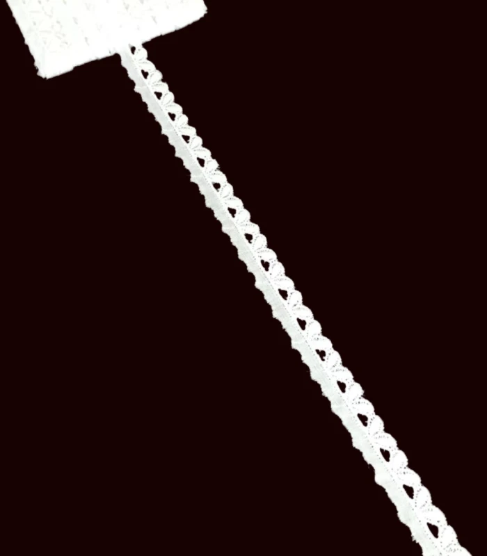 Tira Bordado Suizo blanca 100% algodón Ancho 1cm
